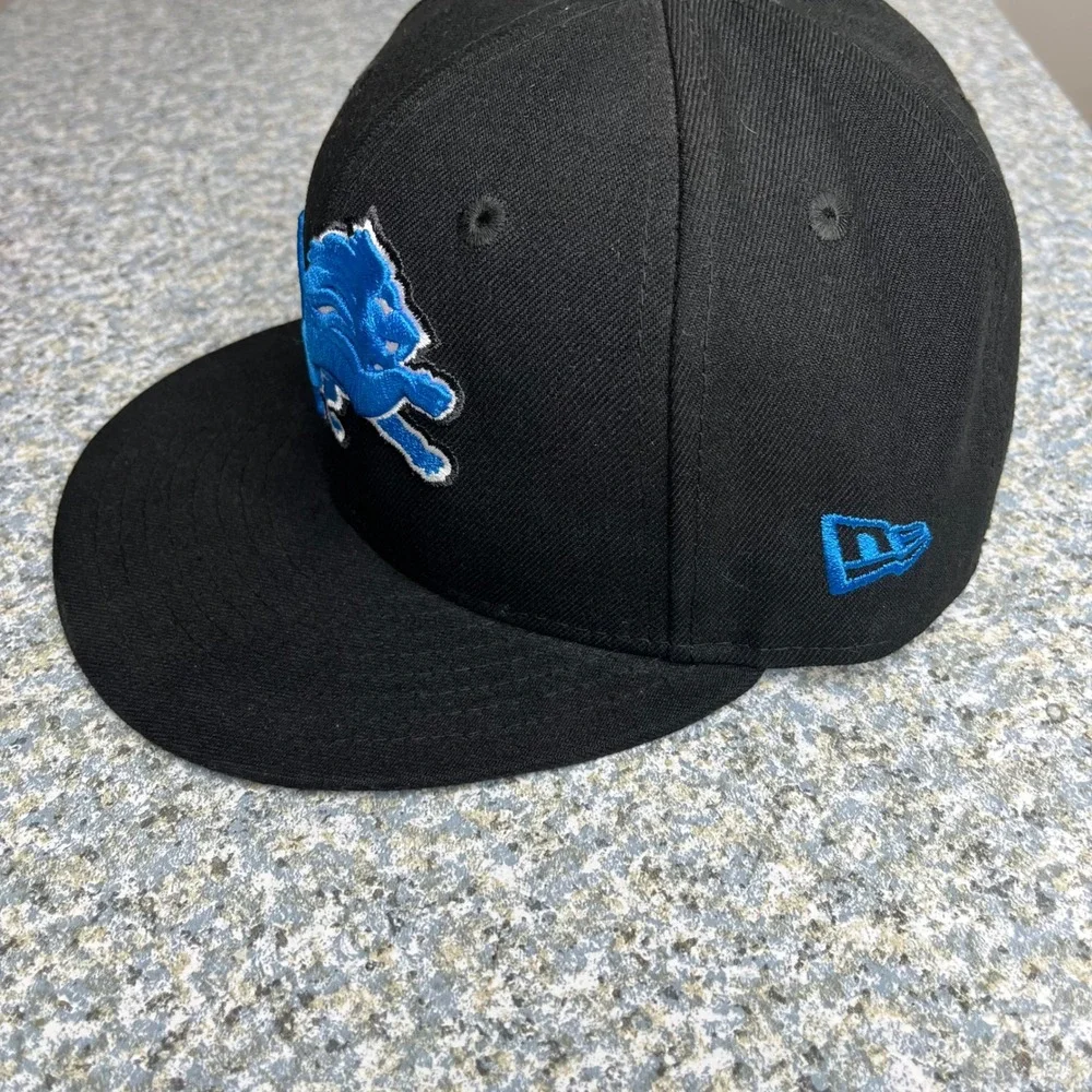 New Era Hat Detroit Lions 59FIFTY Fitted Cap 6 7/8 Black Polyester NFL Logo